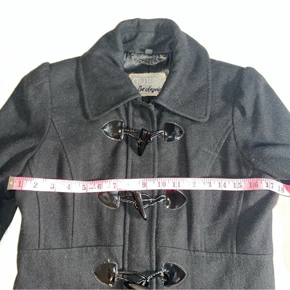 Guess Wool Blend Vintage Style Pea Coat with Puff Sleeves in Black, Size Medium - Picture 4 of 9